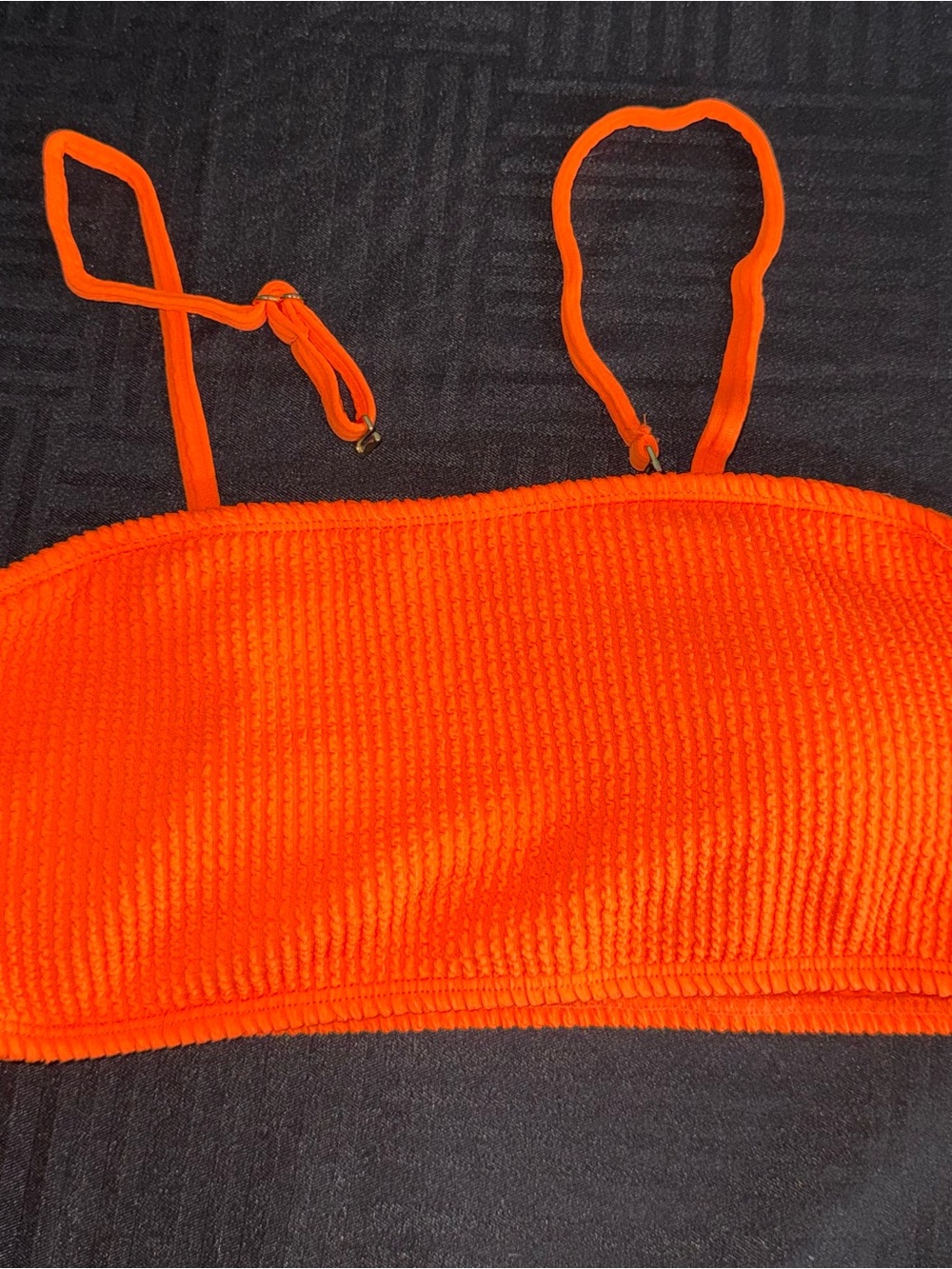 No Boundaries Orange Ribbed Bikini Top